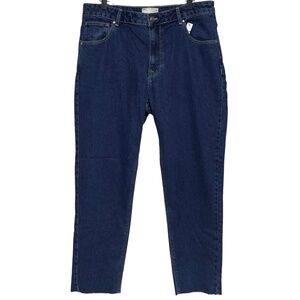 New ASOS Design Tapered Raw Hem Classic Rigid Jeans Mid Wash Blue Waist Size 34